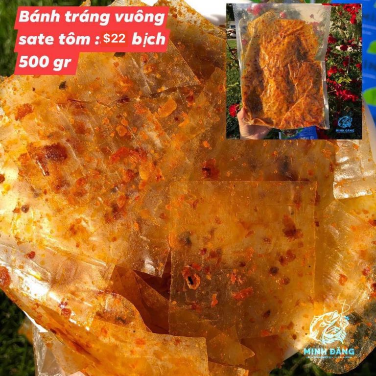 Bánh tráng vuông sate tôm